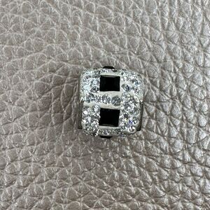 Helzberg Diamonds - White Crystal Black Square Hexagon Charm